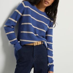 Women's 78 & Sunny Solar Striped Sweater in Indigo Haze Size Medium